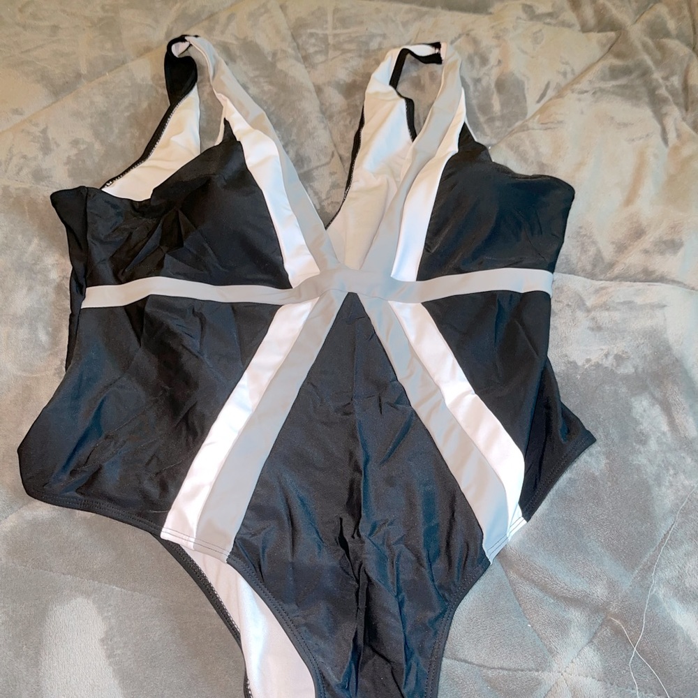 Plus Color Block One Piece Swimsuit
